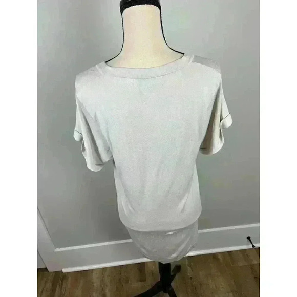 Amina Rubinacci Women's Short Sleeve Shift Dress Size 44 Beige Midi - Picture 6 of 11